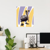 Leuke Zomervibes Pelikaan Vogel Poster (Thuiskantoor)