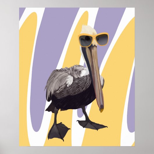 Leuke Zomervibes Pelikaan Vogel Poster (Voorkant)