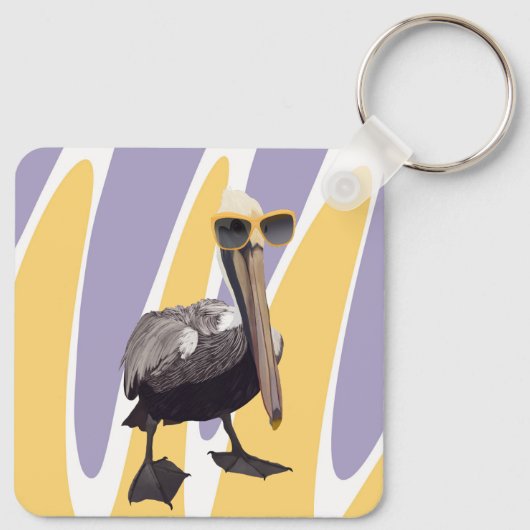 Leuke Zomervibes Pelikaan Vogel Sleutelhanger (Achterkant)