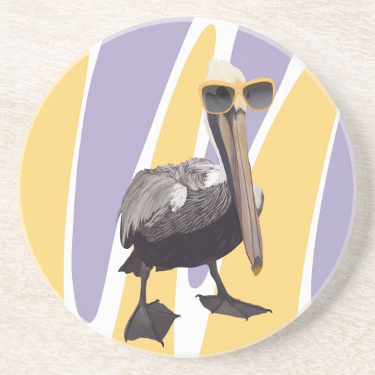 Leuke Zomervibes Pelikaan Vogel Zandsteen Onderzetter (Voorkant)