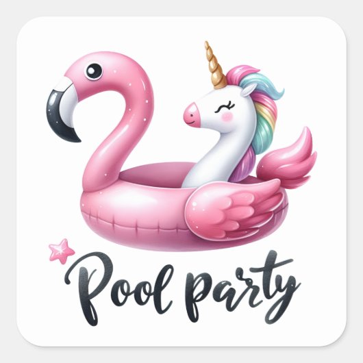 Leuke Zomerzwembad Party Stickers (Voorkant)