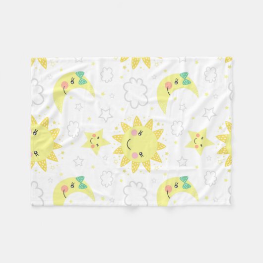Leuke zon en maan fleece deken (Voorkant (Horizontaal))