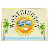 Leuke zon en roze flamingo #holidayZ Tas Groot Cadeauzakje (Achterkant)