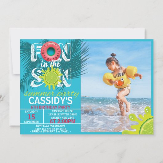 Leuke Zon Zomer Foto Verjaardag Kaart (Voorkant)