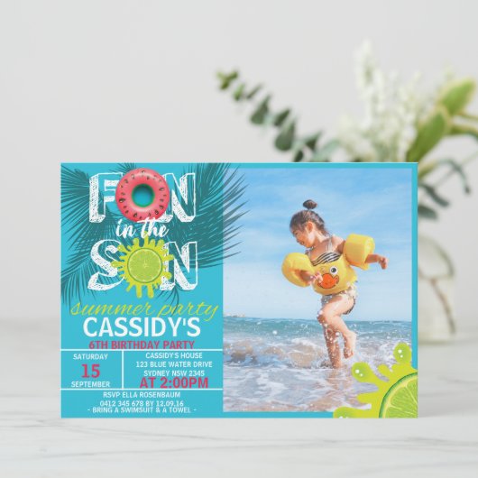 Leuke Zon Zomer Foto Verjaardag Kaart (Staand voorkant)