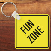 Leuke Zone Metalen Vierkante Sleutelhanger (Voorkant)