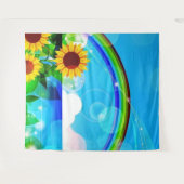 Leuke Zonnebloem Foto Achtergrond Tapijt Wandkleed (Voorkant (horizontaal))