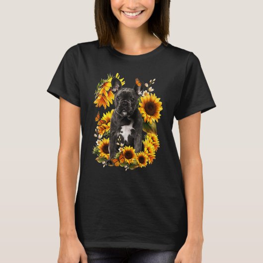 Leuke Zonnebloem Frans Bulldog Hond Papa Vader's T-shirt (Voorkant)