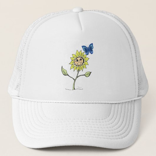 Leuke zonnebloem vlinder lachende Pet (Voorkant)