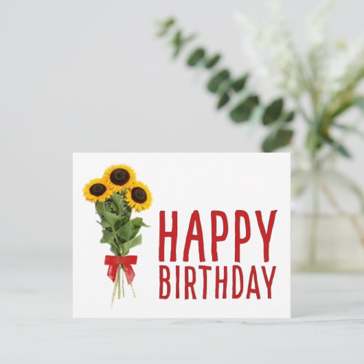 Leuke zonnebloemen botanische bloemverjaardag brie briefkaart (Staand voorkant)
