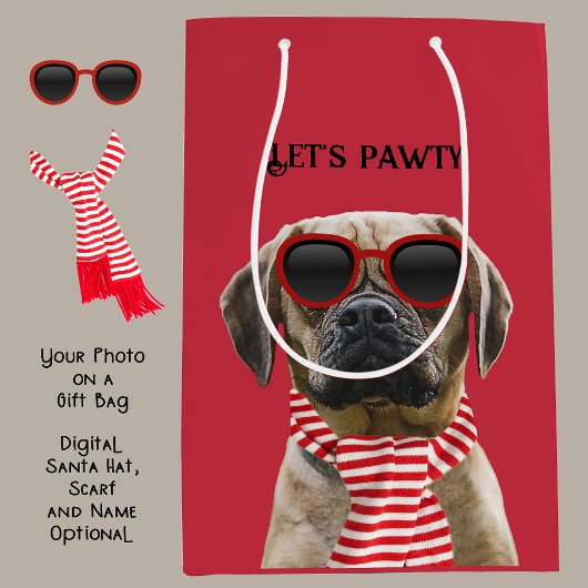 Leuke zonnebril en sjaal met foto kersthond medium cadeauzakje