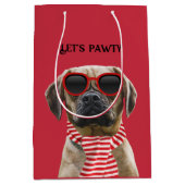 Leuke zonnebril en sjaal met foto kersthond medium cadeauzakje (Voorkant)