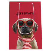 Leuke zonnebril en sjaal met foto kersthond medium cadeauzakje (Achterkant)