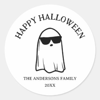 Leuke zonnebril Ghost Happy Halloween Ronde Sticker