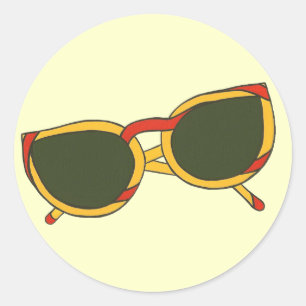 Leuke zonnebril in geel en rood op stickers
