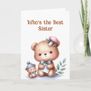 Leuke Zus Verjaardag Schattige Teddy Bear Kaart