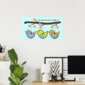 Leuke zwangere blauwe Birdies Posters (Thuiskantoor)
