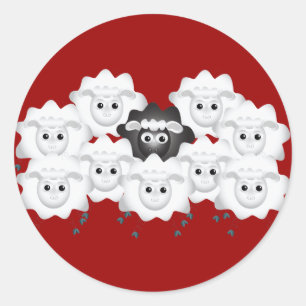 Leuke Zwart schapen van de Familie Ronde Sticker