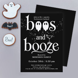 Leuke Zwart Wit Halloween Cocktail Geesten Typo Kaart