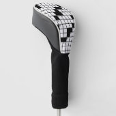 Leuke zwart-wit kruiswoordpuzzel spel golfheadcover (Schuin)