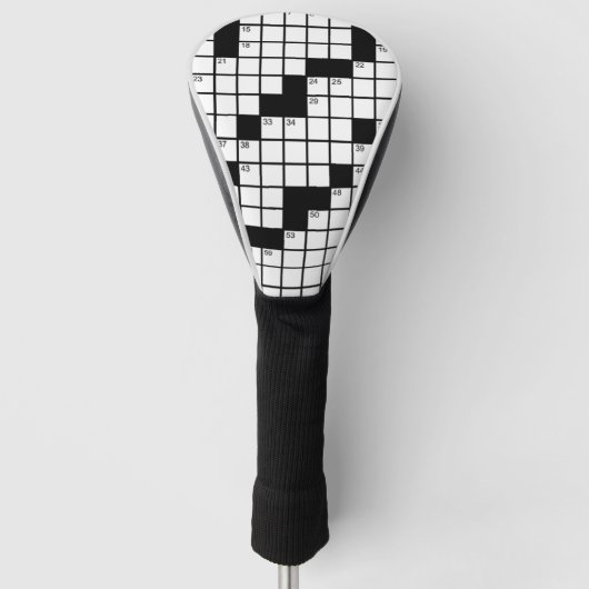 Leuke zwart-wit kruiswoordpuzzel spel golfheadcover (Voorkant)