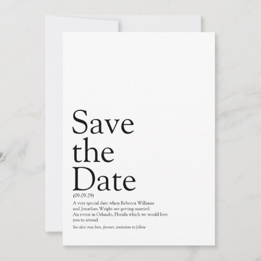Leuke Zwart-wit Save the Date Definitie  (Voorkant)