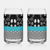 Leuke zwart-wit twee-print set blikvorm glas (Links)