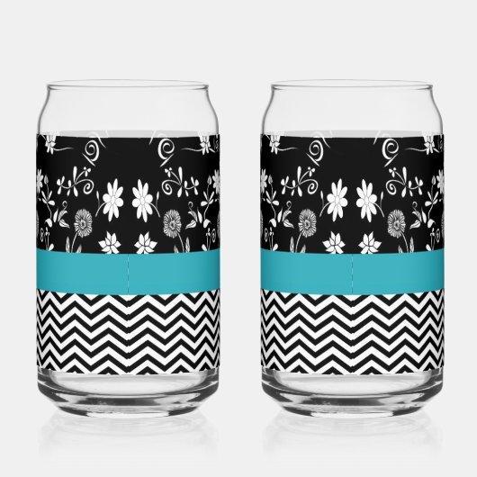 Leuke zwart-wit twee-print set blikvorm glas (Links)
