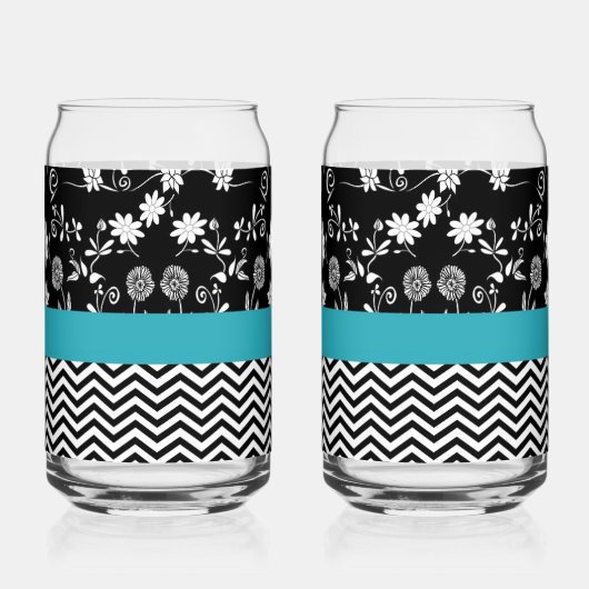 Leuke zwart-wit twee-print set blikvorm glas (Achterkant)