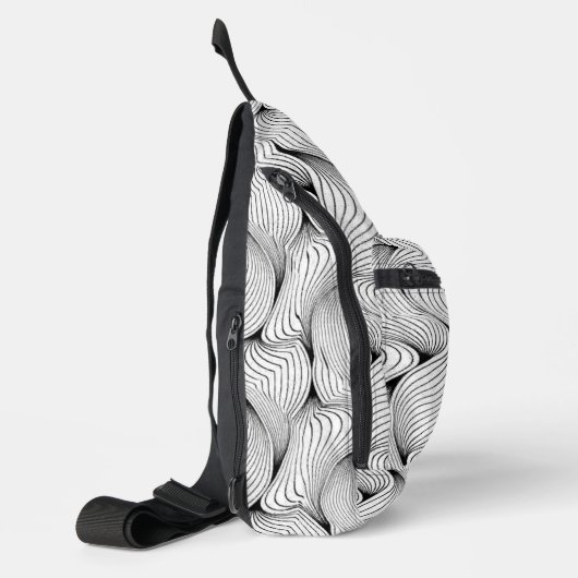 Leuke zwart-witte verweven lijnen sling bag (Links)