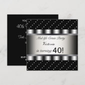 Leuke zwarte 40e verjaardag uitnodiging (Voorkant / Achterkant)