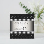 Leuke zwarte 40e verjaardag uitnodiging (Staand voorkant)