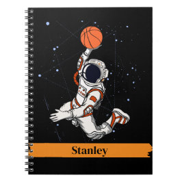 Leuke zwarte astronaut buiten ruimte Galaxy Basket Notitieboek