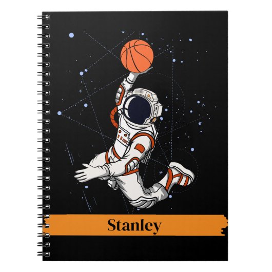 Leuke zwarte astronaut buiten ruimte Galaxy Basket Notitieboek (Voorkant)