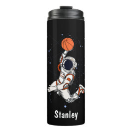 Leuke zwarte astronaut buiten ruimte Galaxy Basket Thermosbeker