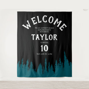 Leuke Zwarte Avontuur Zipline Outdoor Forest Party Wandkleed