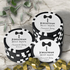 Leuke zwarte boog Stropdas & Buttonnen Beste man b Poker Chips