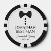 Leuke zwarte boog Stropdas & Buttonnen Beste man b Poker Chips (Voorkant)