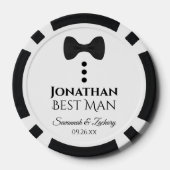 Leuke zwarte boog Stropdas & Buttonnen Beste man b Poker Chips (Achterkant)