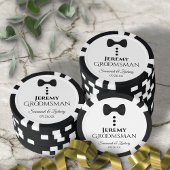 Leuke zwarte boog Stropdas & Buttonnen Groomsman b Poker Chips
