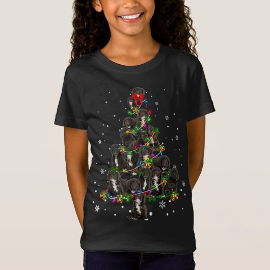 Leuke zwarte Cockapoo hond Kerstboom cadeau decor T-shirt (Voorkant)