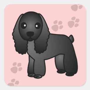 Leuke zwarte Cocker Spaniel Cartoon Vierkante Sticker