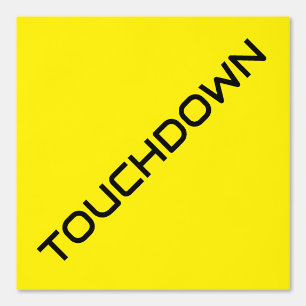Leuke zwarte diagonale TOUCHDOWN-tekst op fel geel Behang