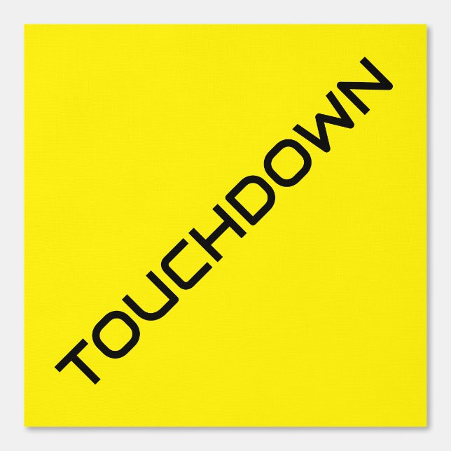 Leuke zwarte diagonale TOUCHDOWN-tekst op fel geel Behang (Voorkant)