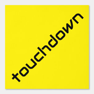 Leuke zwarte diagonale touchdown tekst op fel geel behang