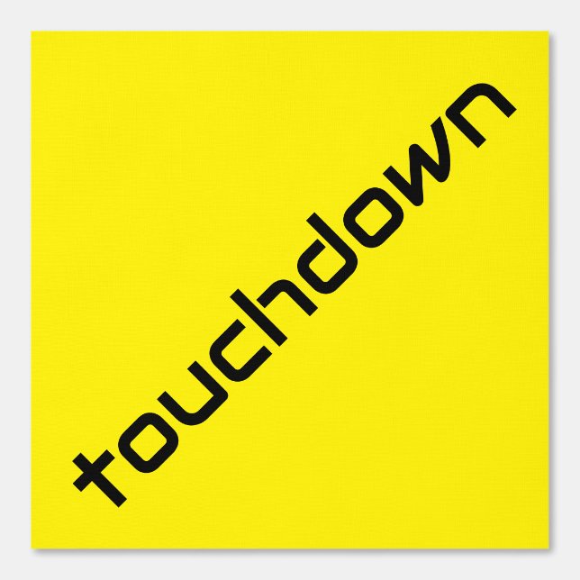 Leuke zwarte diagonale touchdown tekst op fel geel behang (Voorkant)