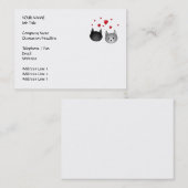 Leuke Zwarte en Grijze Katten, met Harten Visitekaartje (Voorkant / Achterkant)