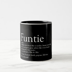 Leuke Zwarte en Witte Funtie Tante Oom Definitie Tweekleurige Koffiemok