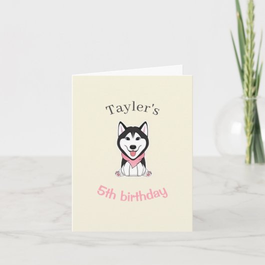 Leuke zwarte en witte husky hond bedankkaart (Voorkant)