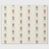 Leuke zwarte en witte husky hond cadeaupapier (Vlak)